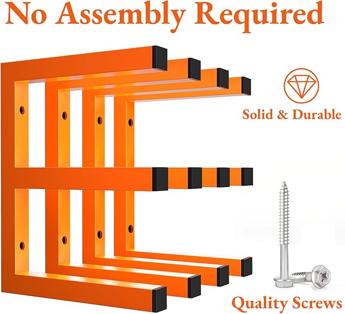 MOOMSINE Lumber Storage Rack Wall Mounted, 6-Level Holds Up 1200 Lbs Heavy Duty Wood Organizer, Metal Shelf for Shed, Workshop, Garage - 4pack, Orange