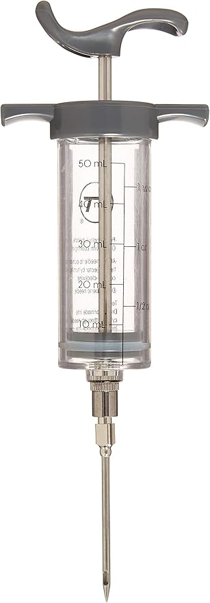 Outset Q120 Marinade Injector with Removable Needle, Stainless Steel and Plastic