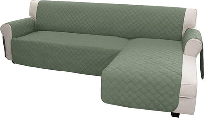 Easy-Going Reversible L-Shape Sectional Couch Cover, Large, Greyish Green | Soft Sofa Slipcover For Dogs, Fits Left/Right Chaise Lounge Protector, Water Resistant Mat For Living Room