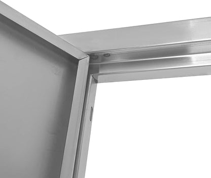 Outdoor Kitchen Door 20" W x 14" H Stainless Steel BBQ Single Access Door Flush Mount Vertical Wall Doors with Handle and Vents Suitable for Grilling Station Outside Cabinet Outdoor Kitchen