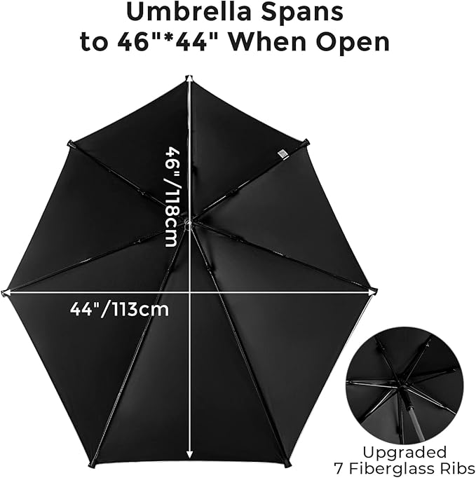 G4Free UPF 50+ Height Adjustable Beach Chair Umbrella with Universal Clamp | UV protection Chair Umbrella for Beach Chair, Golf Cart, Wheelchair, Stroller, Bleacher, Outdoor Patio, silver coating fabric