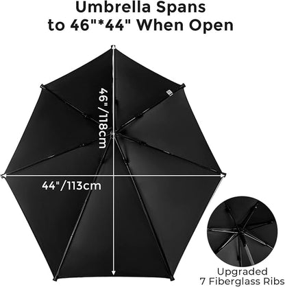 G4Free UPF 50+ Height Adjustable Beach Chair Umbrella with Universal Clamp | UV protection Chair Umbrella for Beach Chair, Golf Cart, Wheelchair, Stroller, Bleacher, Outdoor Patio, silver coating fabric