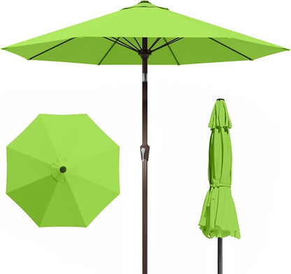 PatioKingdom Auto-Tilt 9FT Patio Umbrella Outdoor with 8 Sturdy Fiberglass Ribs,Market Table Umbrella for Pool,Backyard,Deck and Garden