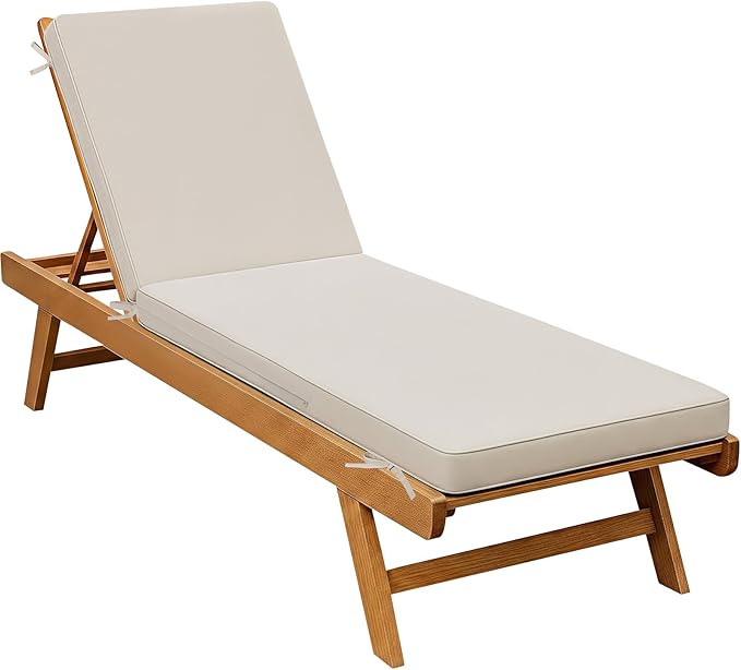 Fabuday Chaise Lounge Chair Cushions for Outdoor Furniture - 72 x 21 x 3 Inch Waterproof Patio Pool Sunbrella Lounger Pads Replacement with Removable Cover, Beige
