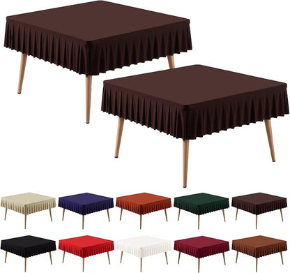 PARTISKY Chocolate Spandex Square Tablecloths 48x48 Inch, 2 Pack Wrinkle Free Fitted Card Table Cloth Stretch Square Table Cover for Kitchen Dinner, Holiday Party, Wedding Banquet, Display Trade Show
