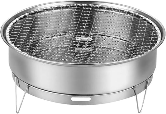 Stainless Steel Charcoal Grilling Oven Outdoor Home Kitchen Garden Camping Rotisserie Carbon Grill Pan(Stainless Steel)