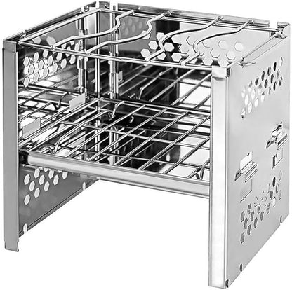 Portable Charcoal Grill Mini Outdoor Barbecue Grill Rack Folding Stainless Steel Camping BBQ Stove Oven Set for Picnic Travel Cookware,A-1