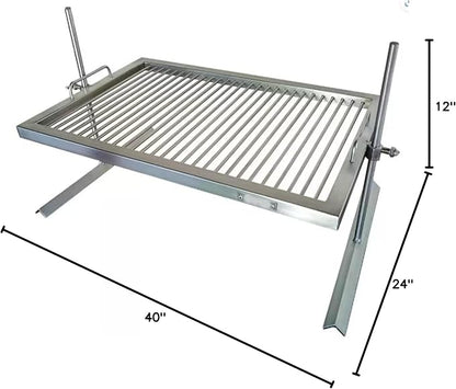 Premium Argentine Grill - Stainless Steel Argentina Grill - BBQ Parrilla Asado - Height Adjustable Grill - Sor Pampa Grill (24 x 16 in)