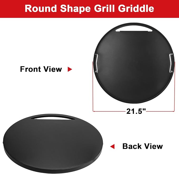 Full Size Griddle Insert for Weber 22 Inch Charcoal Grills, Flat Top Griddle for Weber 22" Original Kettle, Master-Touch and Performer Deluxe Charcoal Grill, Compatible with Most 22" Round Grills