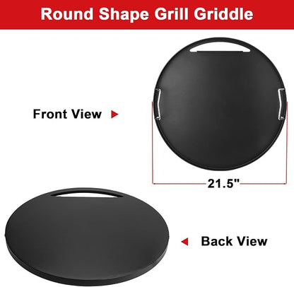 Full Size Griddle Insert for Weber 22 Inch Charcoal Grills, Flat Top Griddle for Weber 22" Original Kettle, Master-Touch and Performer Deluxe Charcoal Grill, Compatible with Most 22" Round Grills