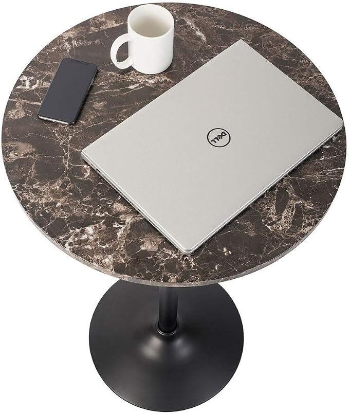 Pearington Lucia Round Cocktail Bar, Pub, and Bistro Table with Faux Marble Top Finish, Multipurpose Table for Any Setting, 1 Pack