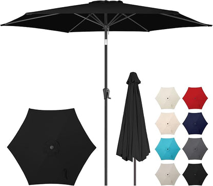 10 ft Patio Umbrella Outdoor with Push Button Tilt, Black | UV Protection, Waterproof, Large Porch Deck Umbrella for Pool, Table, Garden, Backyard, Provides Shade