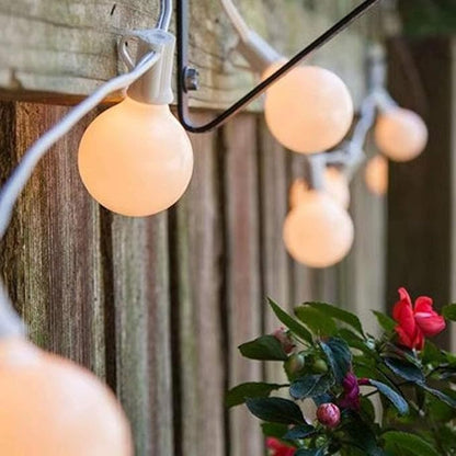 Abeja Outdoor Frosted String Lights G40-25Ft with 27 Clear Bulbs, UL Listed for Patio Garden Umbrella Bars Balcony Party Decor Indoor, E12 Base, 5W, White