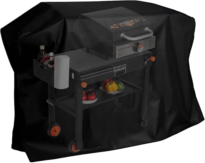 Grill Table and Grill Cover Fit Blackstone Griddle 22” or 17” and stand | Grill Cover for Blackstone 22 inch Griddle and Stand,Barbeque Griddle Cover Waterproof,BBQ Cover with Windproof Straps