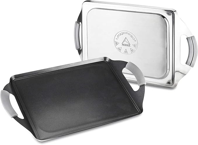 Magefesa Prisma 16 x 10 Inch Teppanyaki Griddle Pan, made of 18/10 Stainless Steel, Triple Layer Nonstick Coating, Suitable for all types of Stovetops, Dishwasher & Oven Safe up to 392 ºF
