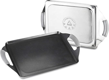 Magefesa Prisma 16 x 10 Inch Teppanyaki Griddle Pan, made of 18/10 Stainless Steel, Triple Layer Nonstick Coating, Suitable for all types of Stovetops, Dishwasher & Oven Safe up to 392 ºF