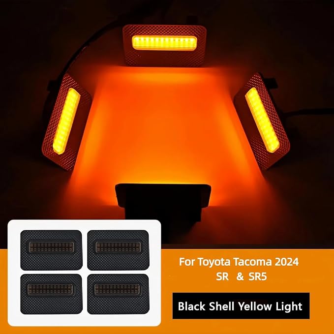4PCS Amber LED Front Grille Llight Clip On for 2024 2025 Toyota Tacoma SR/SR5 OEM Off-Road Front Grille Light with Wiring Harness and Fuse