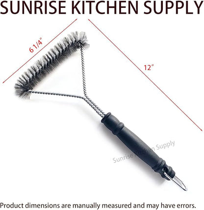 SUNRISE 2 Pcs Set Stainless Steel BBQ Grill Brushes, BBQ Brush with Scraper, Grill Brush, Bristle Free, Extra Strong Brush Head