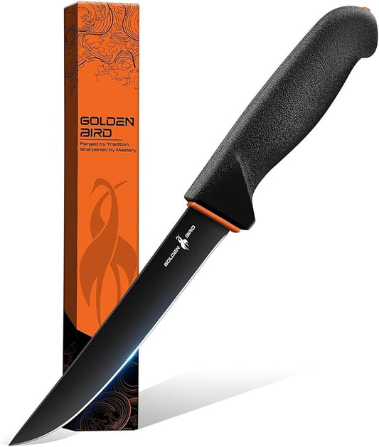 Golden Bird Boning Knife 6 Inch with Non-Slip Handle, Butcher Knives for Meat Butchering or Fish Deboning Filleting, Trimming Knife with German Stainless Steel, Gift for Men