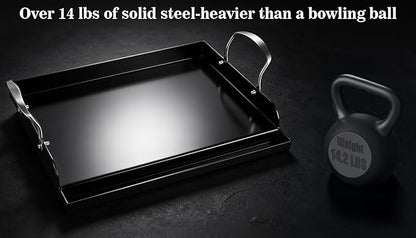 Nonstick Nanoceramic Griddle Plate, Pre-Seasoned Heavy-Duty Flat Top Insert, Universal Outdoor Cooking Griddle for Gas Grill/Charcoal/Gas Stove, Camping, Tailgating, Parties & Backyard BBQ, 17"x13"