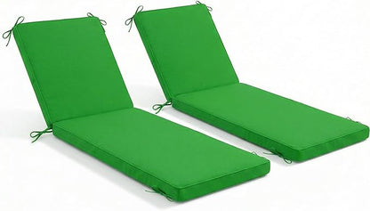 Chaise Lounge Cushions Outdoor, 80 x 26 Inch Water & Fade-Resistant Patio Furniture Lounge Cushion Set of 2, Beach Umbrella Lounger Chair Replacement Cushion with Removable Cover Pad, Green
