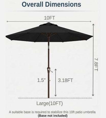 10FT Patio Umbrella, Outdoor Umbrella with Push Button Tilt and Crank, 8 Sturdy Ribs, UV Protection & Waterproof Market Umbrella for Pool, Backyard, Beach,Deck