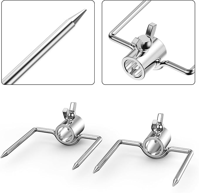 onlyfire Universal Rotisserie Meat Forks BBQ Grilling Accessories for Most Grills, Include 2pcs 2-Pronged Rotisserie Forks and 1pc Double Sided Rotisserie Fork