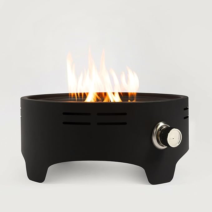 KEIKI 15 Inch Portable Propane Fire Pit, 40000 BTU Compact Outdoor Gas Stove with Travel Lid and Lava Rocks for Camping RV Tailgating