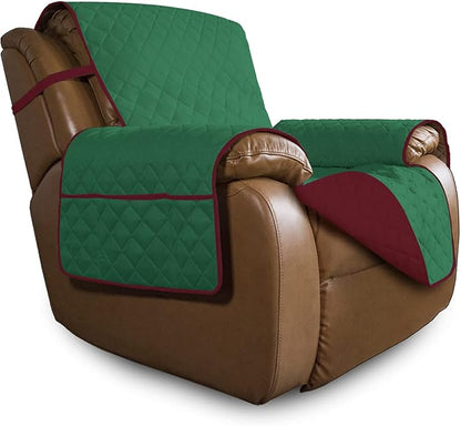 Easy-Going Oversized Recliner Chair Slipcover Reversible Sofa Cover Water Resistant Couch Cover Furniture Protector with Elastic Straps for Pets Dog Cat (Oversized Recliner, Green/Christmas Red) | Machine Washable Slipcover For Dogs, Water Resistant Fu...