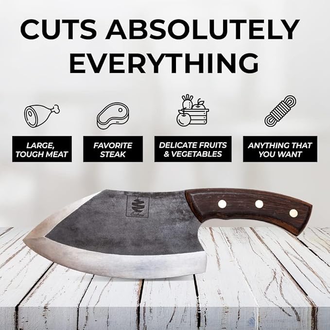COOLINA The Real Duo Lixy & Promaja High Carbon Steel Knife Set | Versatile Handmade Knives for Chopping & Dicing, Full Tang, Ergonomic Handles | Perfect for BBQ & Grill