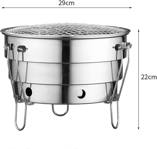 Barbecue Charcoal Grill Tabletop Portable Grill BBQ Charcoal Grill Stainless Steel Barbecue Grill For Outdoor Charcoal Bbq Grill, 22*29cm, Silver