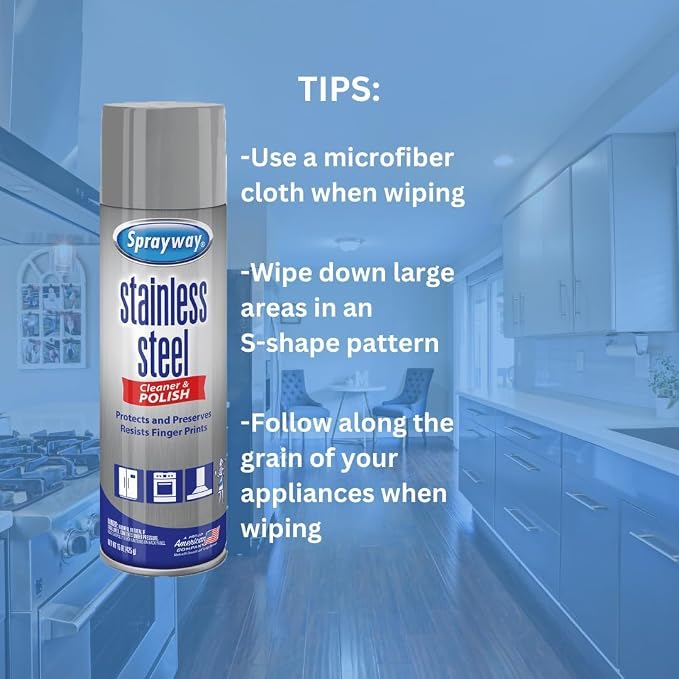 Sprayway Water-Based Stainless Steel Cleaner, 15 Fl Oz (Pack of 1) | Water-Based Formula | Streak-Free, No Residue, Cleans & Protects Appliances, Resists Fingerprints