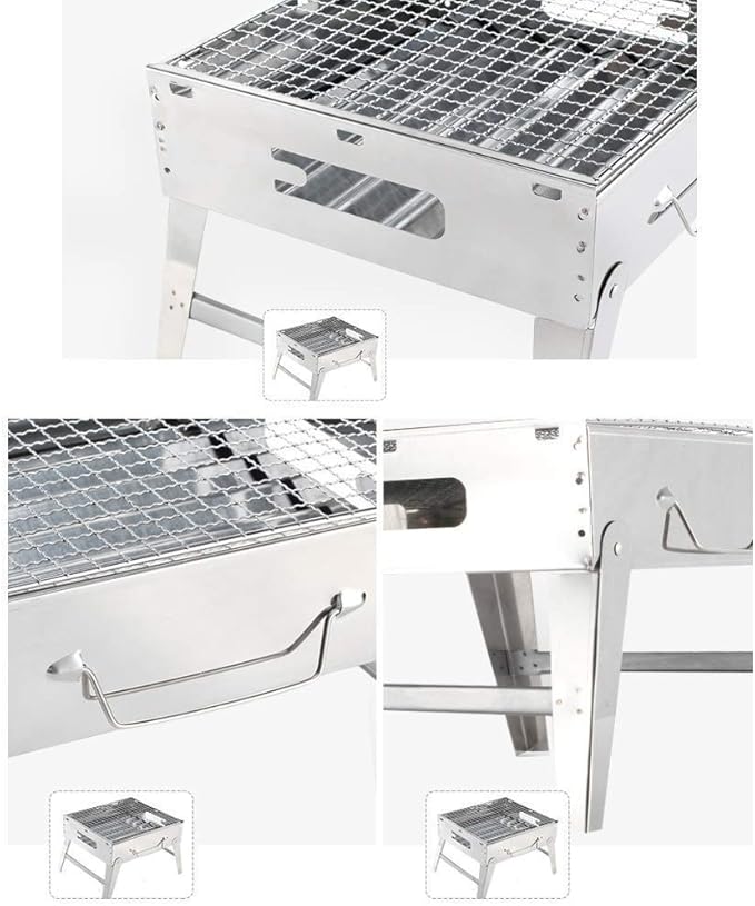 Charcoal Grill Barbecue Portable BBQ Stainless Steel Folding Camping Tabletop for Cooking Small
