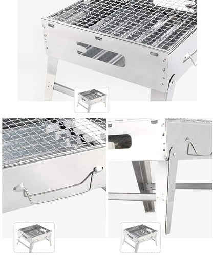 Charcoal Grill Barbecue Portable BBQ Stainless Steel Folding Camping Tabletop for Cooking Small