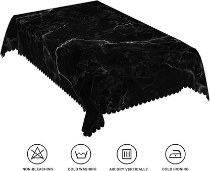 70x140inches Marble Tablecloth Black Marble Texture Modern Art Rectangle Table Cloth Cover Waterproof and Stain Resistant Fabric Table Cloth for Kitchen Dining Room Indoor Outdoor Home Decor