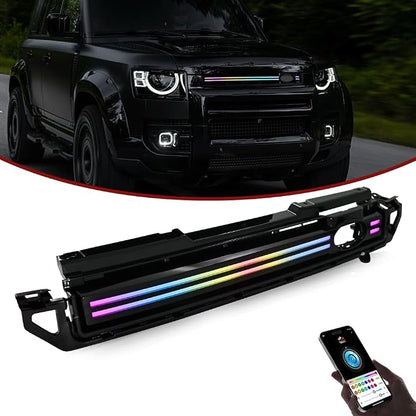 Color Shift Grille Lights for 2020-2024 Land Rover Defender 90 110 130 Front LED Grill Trim Strips Lighting Accessories
