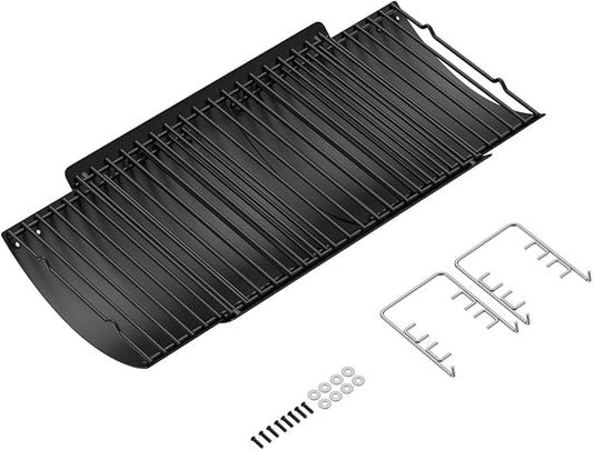 LS'BABQ 23" to 34" Adjustable Ash Pan for Charcoal Grill Chargriller 1224 1324 2121 2222 2123,Oklahoma Joe Charcoal Grill Royal Gourmet, Ash Pan with 2PC Fire Grate Hanger