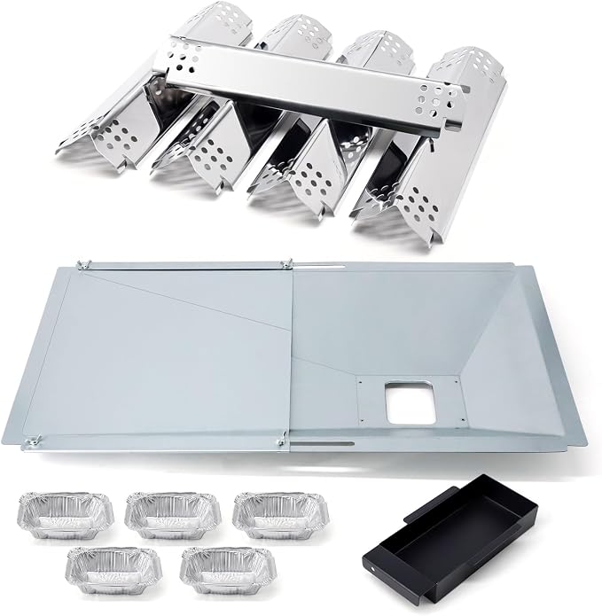 Replacement Parts for Nexgrill 720-0882A 720-0888N 720-0888S 720-0896 720-0888, Grease Tray Drip Pan & Heat Plates for Nexgrill 5 Burner 720-0882A Gas Grill