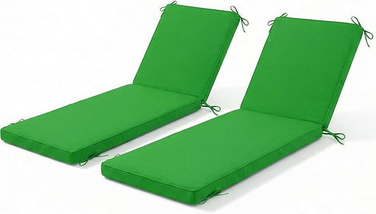 Chaise Lounge Cushions Outdoor Set of 2, Water-resistant and Fade-Resistant Patio Lounge Chair Cushions, Furniture Replacement Cushions Ideal for Pools, Gardens and Balconies, 80" x 26" x 3",Green