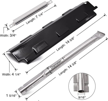 Criditpid Grill Replacement Parts for Charbroil 461442114 463441312 463441514 463440109, Heat Plate Shield, Burner Tubes & Crossover Tube Replacement for Char-Broil 463440109 Gas Grill.