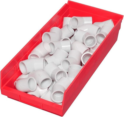 Akro-Mils 30158 Heavy Duty Plastic Shelf Bins, 18"x 8"x 4", Red, 12-Pack | Heavy Duty Nesting Storage Bins for Garage, Closet, Refrigerator, Kitchen, Cabinet, Drawer Organization, Pantry Organization