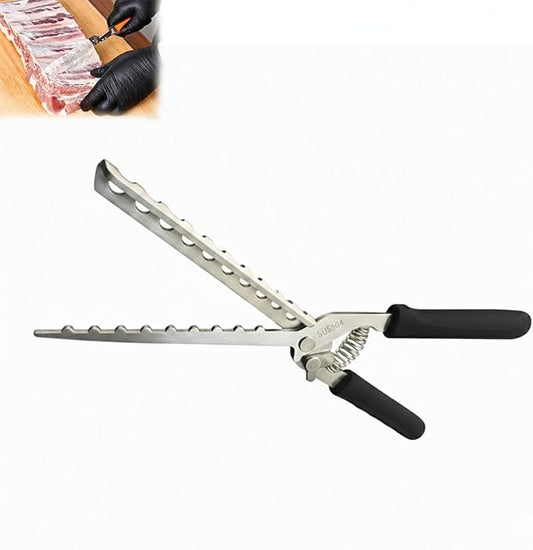 Rib Membrane Removal Tool, High Duty Premium Stainless Steel, for BBQ Grilling and Cooking ，Membrane Remover for Ribs，Easy Insert Pointed Tip, Ergonomic Non-Slip Silicone Handle