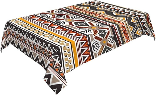 Decorative Rectangle Table Cloths Southwest Aztec Tribal Stripe Boho Brown Tablecloth Table Cover for Dining/BBQ/Picnic/Coffee Table 52 X 70 Inches, Tbcth-012, GSRY-TB-HY0418-00096