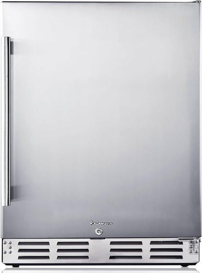 Kalamera Beverage Refrigerator 24 Inch, Under Counter 150 Cans Mini Drinks Fridge with Stainless Steel Door, Beverage Cooler Built-in and Freestanding, 32-40℉ Temperature Range