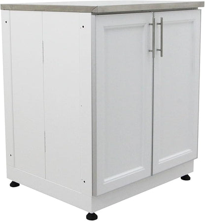 Blue Sky Outdoor Living, OKC3026WSD2W, White Shaker 2-Door Outdoor Kitchen Cabinet – Weather-Resistant Galvanized Steel Modular Base – Durable Patio and Backyard Storage