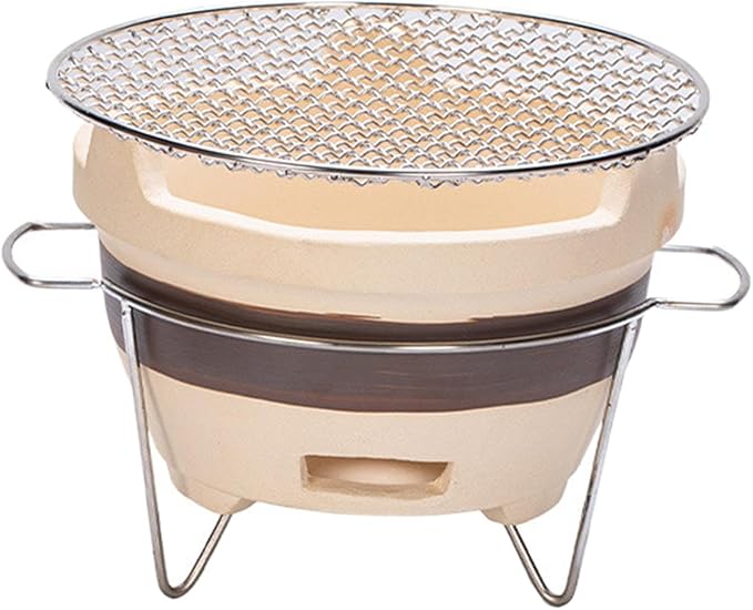 Small Charcoal Grill Camping Stove, Household Barbecue Grill Japanese Pottery Barbecue Stove for Backyard, Picnic Patio, Style C