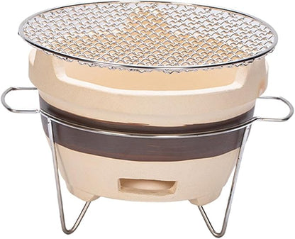 Small Charcoal Grill Camping Stove, Household Barbecue Grill Japanese Pottery Barbecue Stove for Backyard, Picnic Patio, Style C
