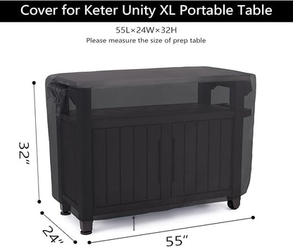 55 Inch Outdoor Furniture Cover for Keter Unity XL Portable Table, Waterproof Patio Rectangle Table Covers, Outdoor Pizza Oven Grill Cover