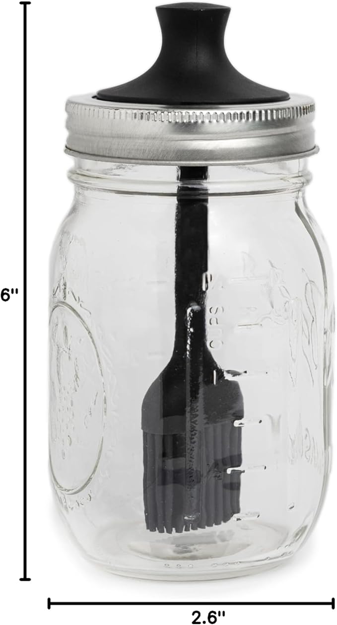 Jarware Silicone Black Basting Brush Lid For Regular Mouth Mason Jars