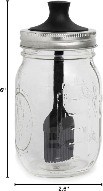 Jarware Silicone Black Basting Brush Lid For Regular Mouth Mason Jars